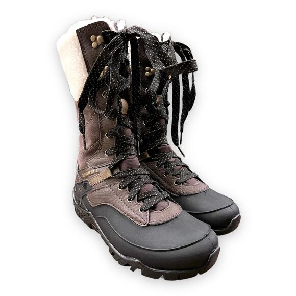 NWOT Merrell Espresso Aurora Tall Ice+ Waterproof Boots Women's Size 5 - Picture 1 of 8
